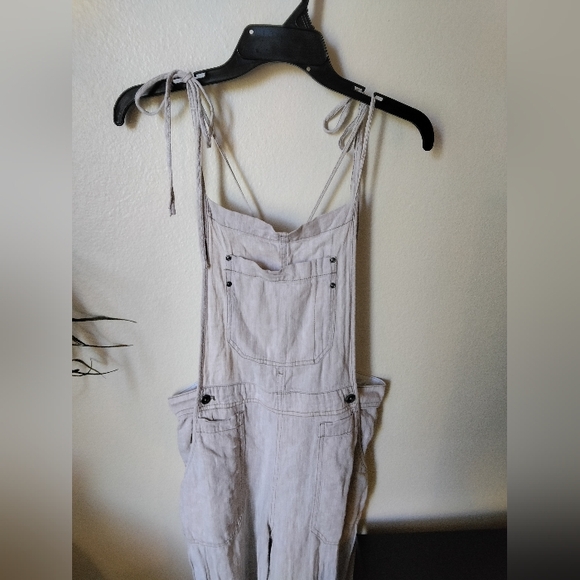 Free People Women's Natural Sights Overalls Linen Blend Size Small - Picture 5 of 12